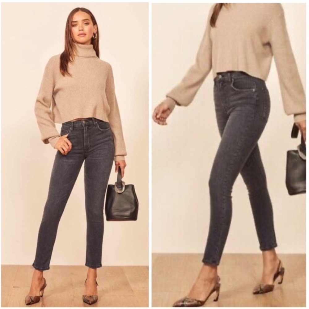 Reformation high/skinny crop jean Avalon Wash
